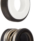 Zodiac R0479400 ceramic and carbon shaft seal, front view with white ceramic bore and black housing.
Zodiac R0479400 ceramic and carbon shaft seal side view showing metal rings and black rubber exterior.