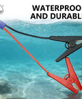 High Capacity EC5 Jump Starter Replacement Cables For 12V Rigs With Smart Connector Clamps and grippy alligator heads submerged in water.