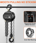 2 Ton Manual Chain Hoist With 10 Ft Lift Height And 4400 Lbs Capacity, G80 Galvanized Carbon Steel Chain, details of guide wheel and bearing