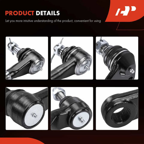 Front Suspension Kit With Inner Outer Tie Rod Ends And Track Bar For Dodge Ram 2500 2000 2002 And Ram 3500 2000 2002 RWD Left And Right Replacement Beefed Up For Heavy Duty Trucks black tie rod end close-up