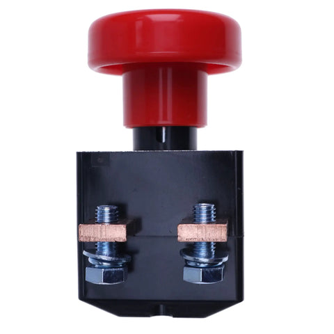 ZJK-250 ED250B-1 Emergency Stop Switch For Albright Electric Forklift & Pallet Stacker Heavy Duty E-Stop Control Replacement Part, red button and black housing top view.