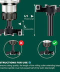 Diagram illustrating the proper use and installation of a Spoilboard Surfacing Router Bit With Half Inch Shank And Three Inch Cutting Diameter, Four Wing Carbide Slab Flattening Bit For Woodworking And CNC Routers, High Speed Planing For Fast Clean Surfaces.