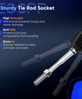 Close-up of sturdy tie rod socket from Hydraulic Power Steering Rack And Pinion Assembly Direct Fit For Nissan Armada Infiniti QX56