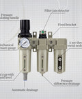 Front view of All In One 3/4 Inch NPT Industrial Air Compressor Dryer with three-stage water separator and filters.