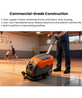 Beast 17 Inch Walk Behind Floor Scrubber Machine With 19,000 Sq Ft Per Hour Cleaning Power in a gym setting