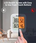 Longest Range Wireless Indoor Outdoor Thermometer With Sensor And Humidity Monitor 1000 Ft RF Tech For Real Time Temperature And Humidity Readings Easy Setup No Fuss Monitoring Crystal Clear Readings, LCD display with touch button