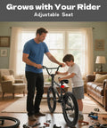 Adult and child adjusting Freestyle BMX Bike 18 Inch And 20 Inch For Kids Boys And Girls Trick Bicycle in living room