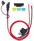 Rig Ready Sae Battery Connector 3.3 Ft Harness with Inline Fuses and Polarity Reverse Adapter, featuring 10 AWG copper wire and fuses.