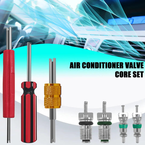 Schrader Valve Core Removal Tool Set 39 Pieces With Single And Dual Heads For R134a R12 HVAC Systems And Air Conditioning Tank Repairs