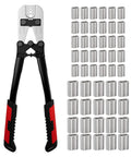 Pro Grade Wire Rope Crimping Tool Kit For 3/64 In To 1/8 In Cable Beefy Heavy Duty Swaging Tool With Aluminum Oval Sleeves And Ferrules
