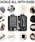 Premium 115 In 1 Magnetic Precision Screwdriver Set For Electronics And Tech Repair All In One Handy Toolkit With 98 Bits And 17 Accessories