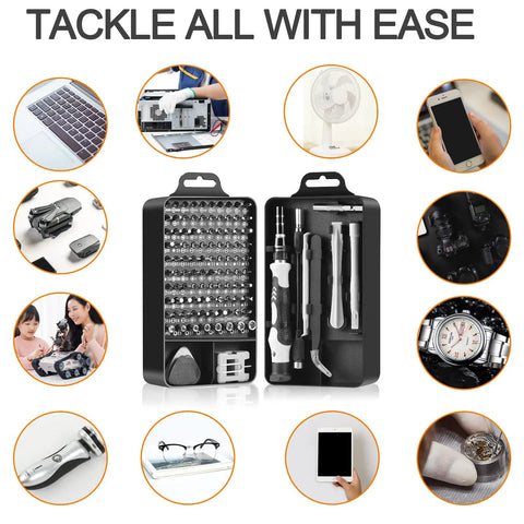 Premium 115 In 1 Magnetic Precision Screwdriver Set For Electronics And Tech Repair All In One Handy Toolkit With 98 Bits And 17 Accessories
