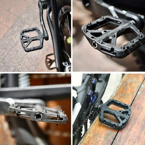 Non-Slip Mountain Bike Pedals With Lightweight Wide Flat Platform For MTB, Nylon Composite Body, Nine Sixteen Inch Spindle