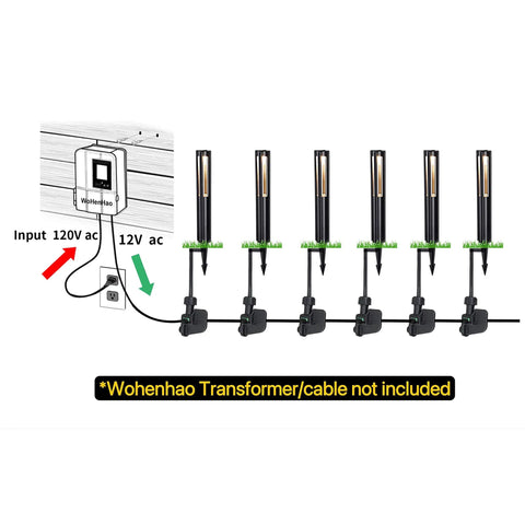 Diagram of Low Voltage Pathway Lights Kit 10 Pack With Wire Connectors 3W 12V LED Landscape Lighting setup
