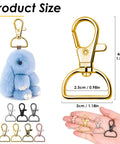 Rock Solid Swivel Hook Clips 80 Piece Assorted Kit D Ring Clasps For Keychains Lanyards No Sweat Purse Hardware showing sizes and colors.