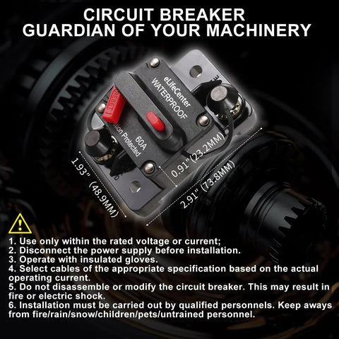 Pro Grade Manual Reset 80 Amp Dc Circuit Breaker With Quick Toggle Switch For 12 To 48 Volt Systems Dual Pack close-up view with waterproof design.