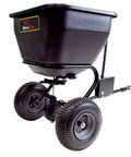 Tow Behind Broadcast Spreader With Universal Hitch 175 Lb Capacity Durable Poly Hopper For Lawn Seed Fertilizer Ice Melt And More Ideal For One Acre Or Larger Yards Flat Black side view