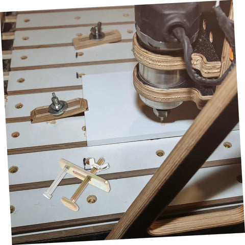4 Sets T Slot Clamp Kit For CNC Router Workholding, Hold Down Clamps For Engraving Machines And Mini Routers on CNC bed