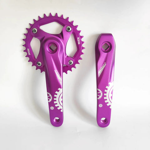 CNC 34T Single Speed Crankset 104BCD 170mm Aluminum For Mountain Road Bikes Fixed Gear And Folding Bicycles in purple