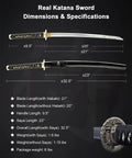 Unsharpened Aluminum Wakizashi Iaito For Iaido Practice And Display, Lightweight 1.6 lb blade with specifications and dimensions
