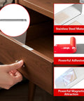 12 Pack Magnetic Cabinet Door Catch No Drill Ultra Thin Stainless Steel Hardware on a drawer with adhesive pads shown