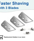 Manual Snow Cone And Slushie Maker With Shaved Ice Texture blades, 18 8 stainless steel, showing 3 replacement blades and screws.