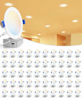 VOLISUN 60 Pack 6 inch Recessed Lighting, 5CCT Ultra-Thin, 1080Lumen displayed with various color temperatures in a modern setting.