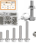 Assortment Of M6 Machine Screws In 16 20 25 30 40 Millimeter With Flange Hex Heads Premium 304 Stainless Steel Vibration Resistant For Tight Durable Fastening In Metal Or Wood Projects. Assorted M6 flange hex screws in organizer case with bolts and nuts