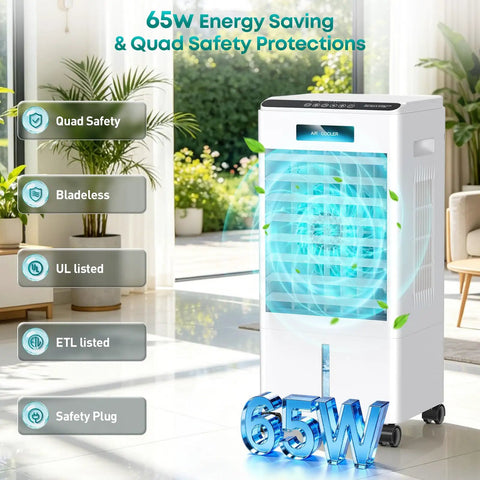 Beast Mode Cooling 8000 BTU Windowless Portable AC with energy saving features in a bright room setting