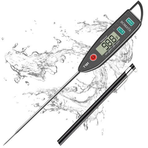 Digital Water Thermometer For Water And Liquids Candles And Cooking, Instant Read Food Thermometer Waterproof IPX7 T101 with long probe, splash background