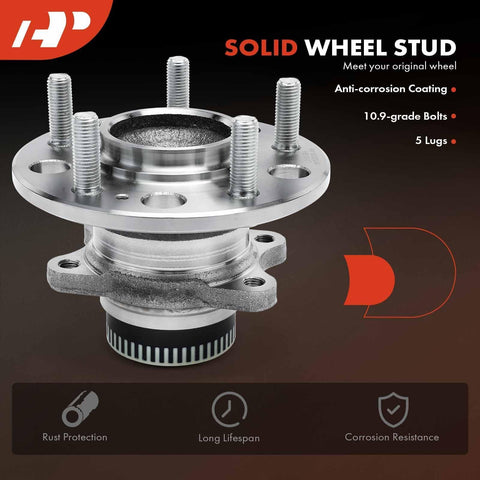 2 Pack Rear Wheel Bearing And Hub Assembly With ABS Ring For Hyundai And Kia Fits Sonata Azera Tucson Optima Rondo Cadenza Sportage 2011 To 2017 FWD Only Not For AWD 5 Lug showing anti-corrosion coating and rust protection features