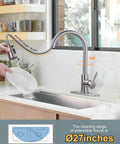 High Arc Single Handle Brushed Nickel Kitchen Faucet With Pull Down Sprayer And Deck Plate 304 Stainless Steel Lead Free