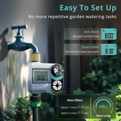 Brass Sprinkler Timer For Garden Hose Faucet With Waterproof HD Screen, Programmable Rain Delay, Manual And Automatic Irrigation