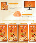 Image of various pizza advertising displays connected to a cloud publishing system for digital signage management.