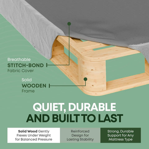 Eight Inch Queen Box Spring Solid Wood Mattress Foundation Delivering Quiet Nights And Heavy Duty Support Amish Crafted In Usa close-up of frame details