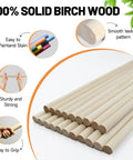 Heavy Duty 20 Pack Wooden Dowel Rods 3/8 X 15 Inch Round Unfinished Hardwood Sticks Knockout Build For Sick Craft Projects Diy Tutorials Cake Tiers And Wedding Ribbon Wands, solid birch wood with smooth texture.