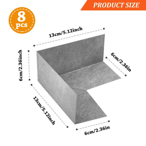 8 Pack Inside Waterproofing Corner Shower Membrane Seamless Polyethylene Barrier For Bathtub Steam Room Walls And Windows Durable Go To Shower Corner Seals For Leakproof Bathroom Renovation showing product size and dimensions