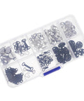 100 Pieces Brass Pants Hook Sewing Kit For Leather And Windbreakers Pro Grade Metal Fasteners For DIY Garment Repairs Heavy Duty Hooks And Snaps For Jackets Jeans And Creative Alterations, clear organizer case