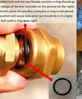 Shower Head Swivel Adapter Ball Joint With 30 Degree Range And 1 Inch Extension Adjustable Connector In Brushed Nickel Finish For Flexible Shower Head Angles And Easy Install brass O-ring placement close-up