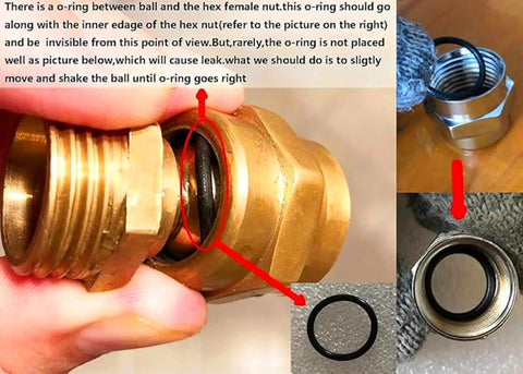 Shower Head Swivel Adapter Ball Joint With 30 Degree Range And 1 Inch Extension Adjustable Connector In Brushed Nickel Finish For Flexible Shower Head Angles And Easy Install brass O-ring placement close-up