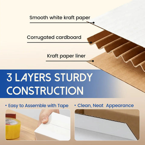 4x4x4 Inch Small Shipping Boxes 100 Pack White Corrugated Cardboard Boxes With Eco Friendly 3 Layer Construction detail view
