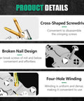Details of All In One 18 In 1 Foldable Wire Stripper With Voltage Detector showcasing screwdriver, broken nail, and winding features.