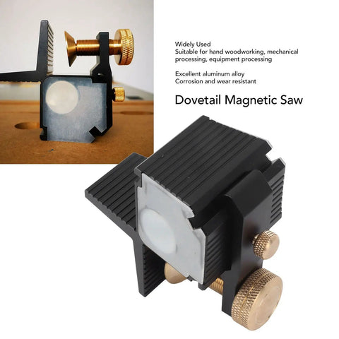 Dead On Accurate 7 Degree Dovetail Magnetic Saw Guide For Hand Woodworking Birdtail Joints Built Like A Tank Aluminum Alloy Build Precision Craft Jig, shown from the side with detailed view.