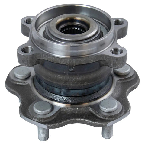 Rear Wheel Bearing And Hub Assembly Set For AWD Nissan Juke 2014 To 2017, Rogue 2014 To 2019, solid metal part with bolt holes