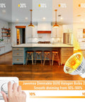 Image of kitchen with 50W GU10 Halogen Bulbs for Candle Warmer Lamps with dimming levels and warm white 2800K light.