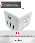 Cruise Approved Non Surge Power Strip With Six Outlets And Three USB Ports And Three AC Sockets, cube design, Carnival use