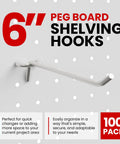 100 Pack Pegboard Hooks 6 Inch J Style Metal Pegboard Shelving Hooks Bulk Wholesale Lot For Garage And Workshop