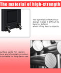 Heavy Duty Door Dolly Kit With Wheels For 0 To 2.12 Inch Thick Doors, 2 Piece Adjustable Door Installation Set, Supports Up To 750 Lbs, Great For Commercial And Residential Use, Smooth Roll, Durable Black, high-strength material close-up and side view with corrosion resistance description.
