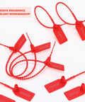 Red Plastic Tamper Seals Pack With Numbered Zip Ties For Fire Extinguishers And Everyday Security, Disposable Self Locking Tags shown