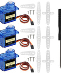 SG90 Micro Servo Motor Kit 3 Pack for Arduino and Raspberry Pi DIY Projects, includes servo motors, accessories, and screwdriver.